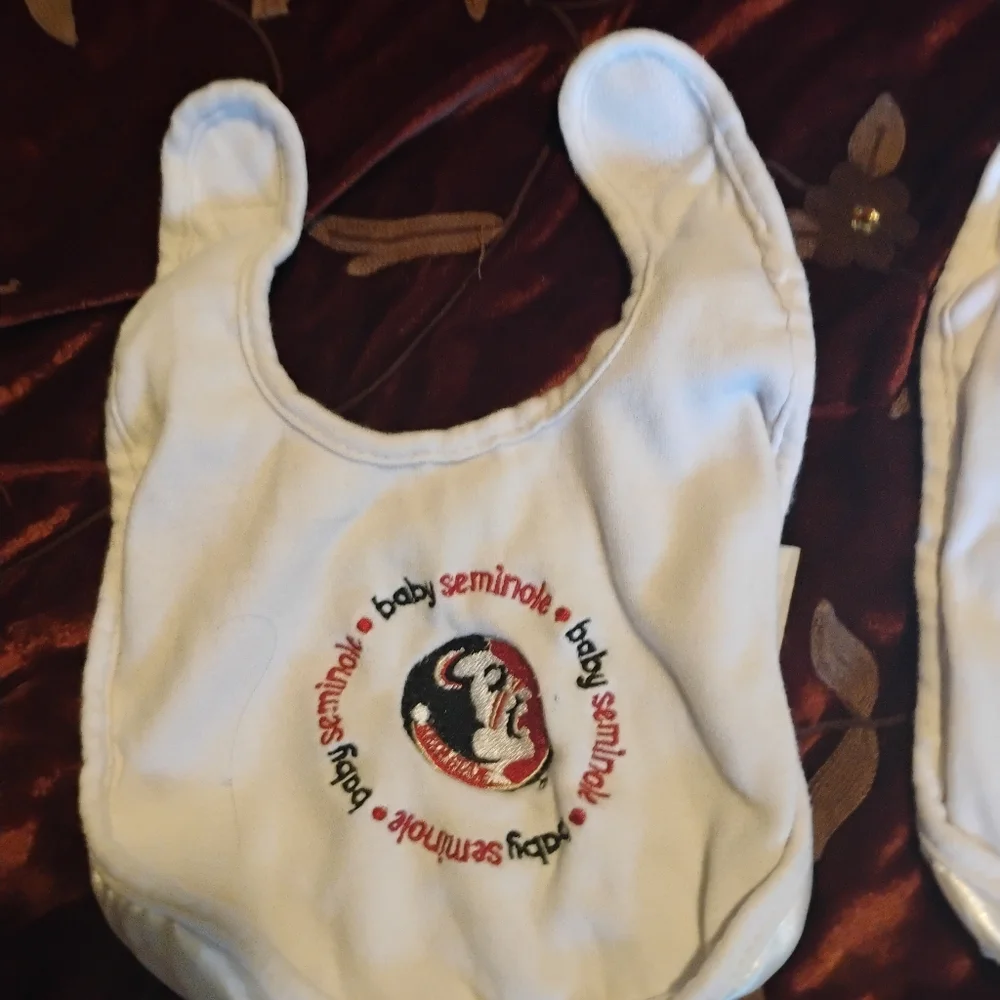 Lot of 2 Florida State FSU Baby Seminoles Bibs By Baby Fanatic